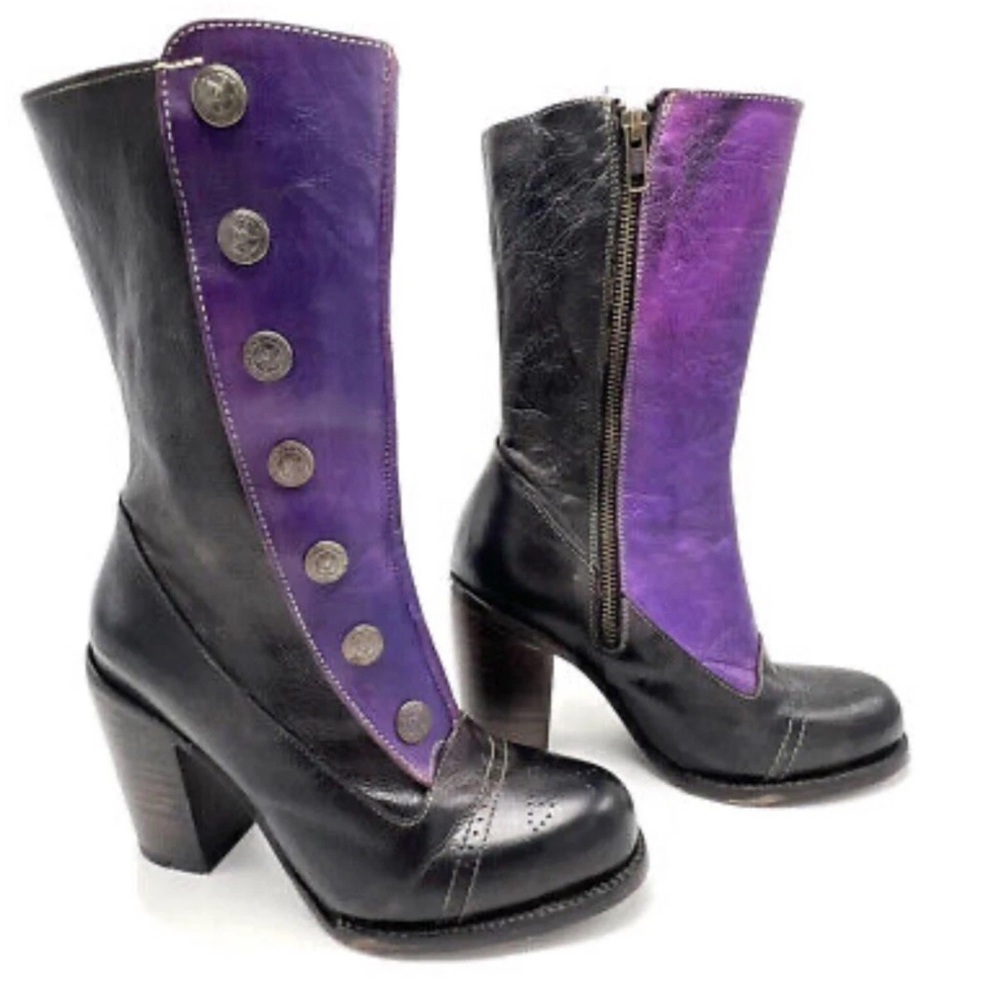 Wicked Wednesday Steampunk boots -purple & black beauties 6M New